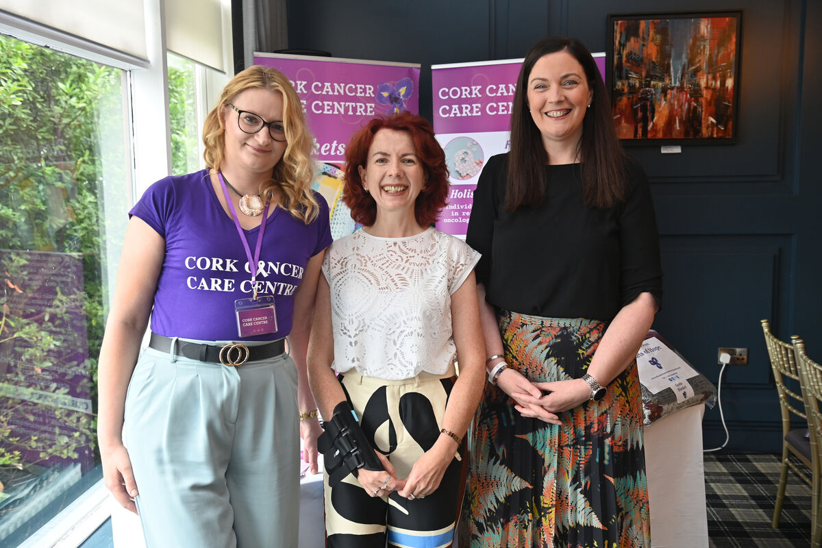 Emilia Gorecka with service users Grainne Farren and Helina O'Brien at the Cork Cancer Care awareness event in the Montenotte Hotel, Cork. Picture: Dan Linehan