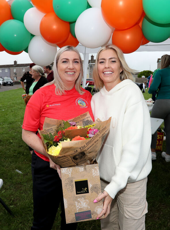  Michelle Gould, Secretary St. Vincents Gaa Club presents flowers to Denise O'Sullivan at Courtown Drive, Knocknaheeny, Cork. Picture: Jim Coughlan