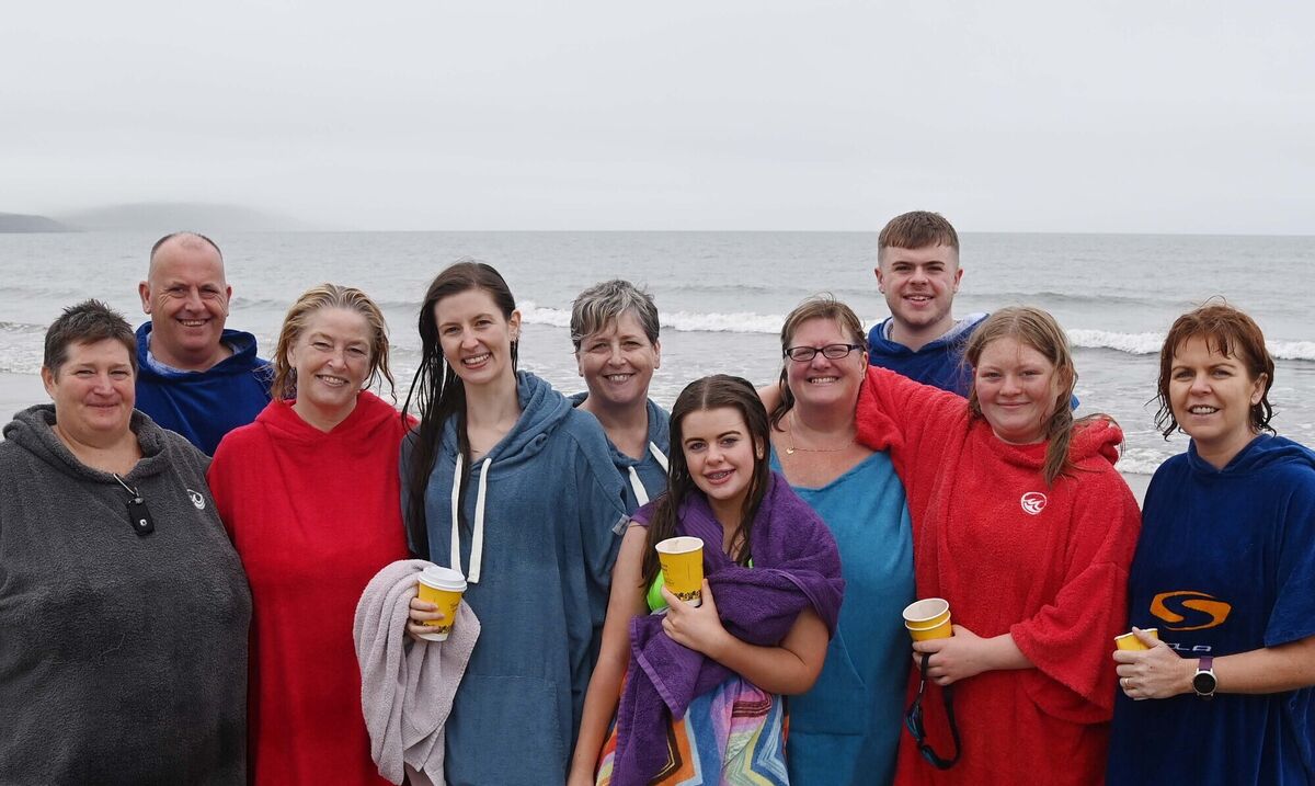Members of the McGee and O'Connor families, Cork, after a swim at Redbarn in East Cork.