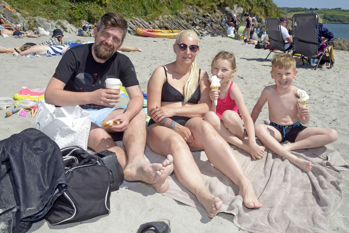 Pictured at the Dock beach, Kinsale Co Cork was Pzenyslow, Katoryna, Pola and Adriann Culiqowskie from Fermoy. Picture Denis Boyle