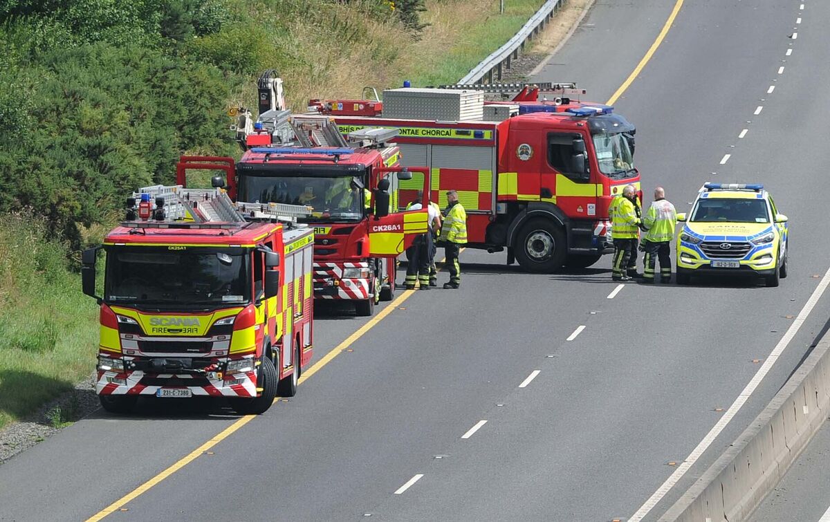 Emergency services at the scene of a fatal collision on the M8 motorway near Mitchelstown, Co. Cork.