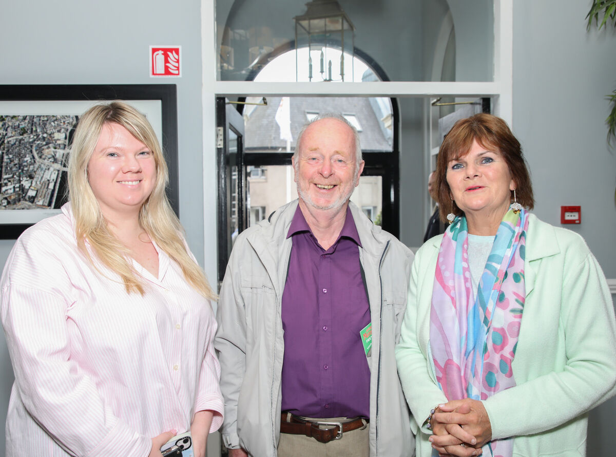 Miriam O'Shea, Ger O'Mahony and Margaret O'Shea at the launch of The Spirit of Mother Jones Festival 2023 by the Lord Mayor of Cork Cllr Kieran McCarthy at the Maldron Hotel, Shandon, Cork. - Picture: David Creedon