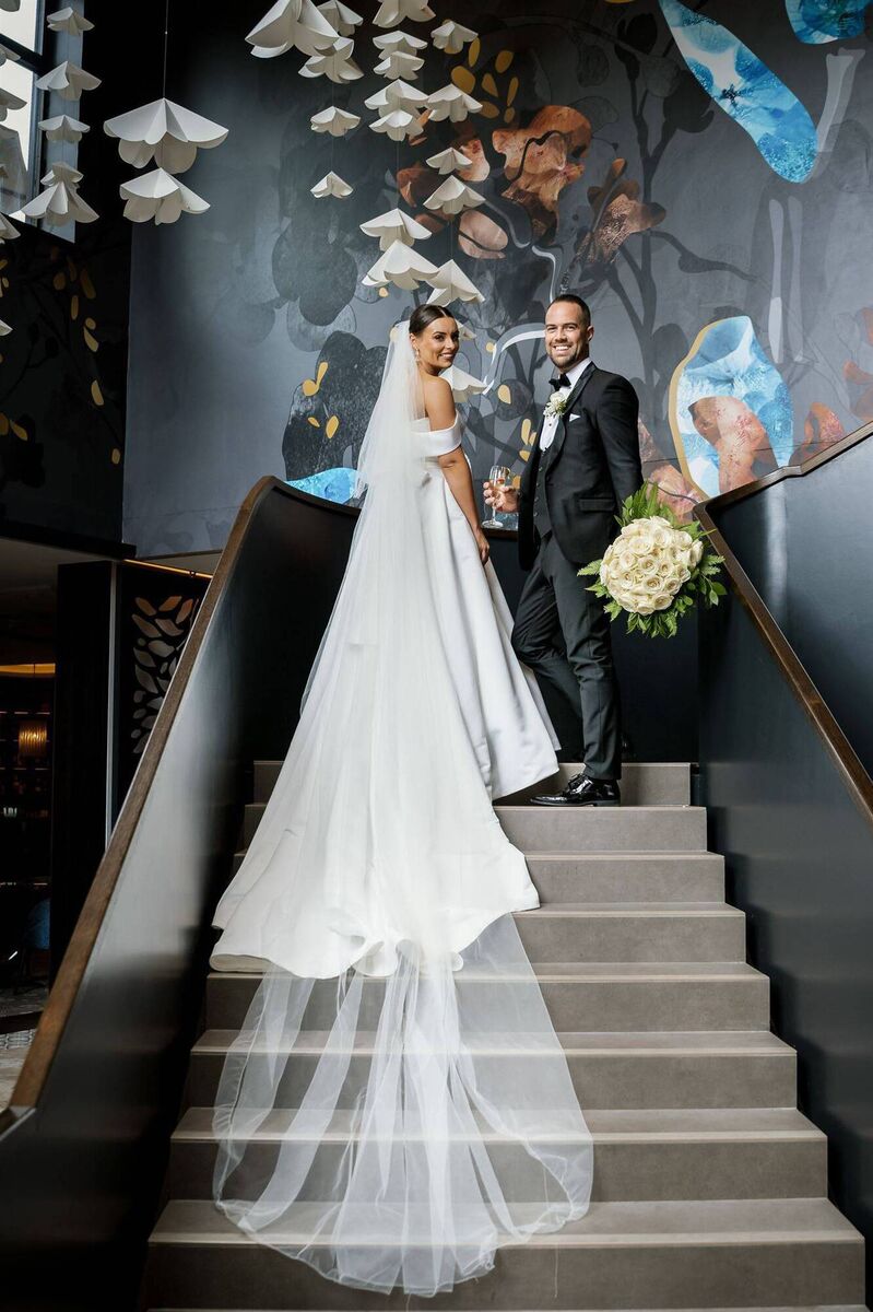 Chloe and Declan on their wedding day. Chloe and Declan on their wedding day.