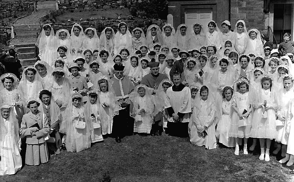 Confirmation in Kinsale, by Bishop Cornelius Lucey in 1957.