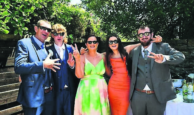 Gerard Wright, Timmy Wright, Tracy Wright, Amy Wright and Shane McCarthy enjoying the wedding.