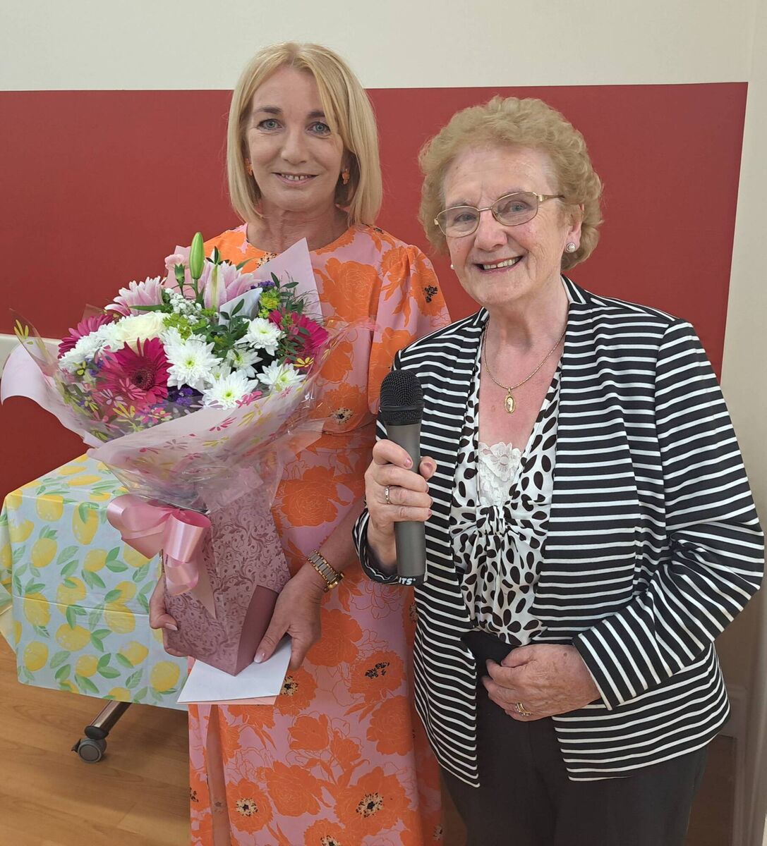 RN Mary Foley CDP Mayfield makes a presentation to Helen Courtney on the occasion of her retirement from An Garda Síochána after 33 years service, at St Josephs Community Centre Mayfield. Pic: Derek Connolly RN Mary Foley CDP Mayfield makes a presentation to Helen Courtney on the occasion of her retirement from An Garda Síochána after 33 years service, at St Josephs Community Centre Mayfield. Pic: Derek Connolly