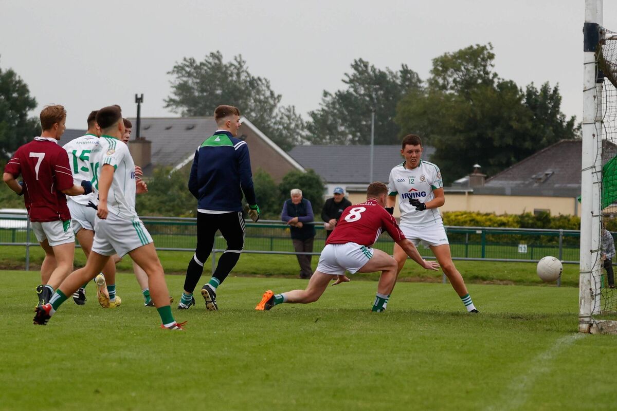 Scott Whyte (15) scores Aghada's opening goal during the East Cork JAFC tie recently. Picture: Denis O'Flynn.
