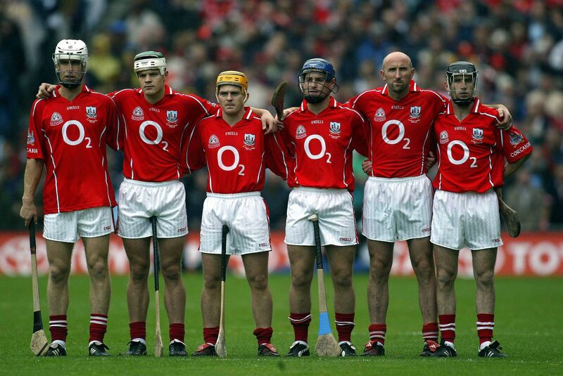 Timmy McCarthy, Niall McCarthy, Joe Deane, Tom Kenny, Brian Corcoran and Ben O'Connor observe a minutes silence before the start of the 2004 All-Ireland final. Picture: INPHO/Lorraine O'Sullivan