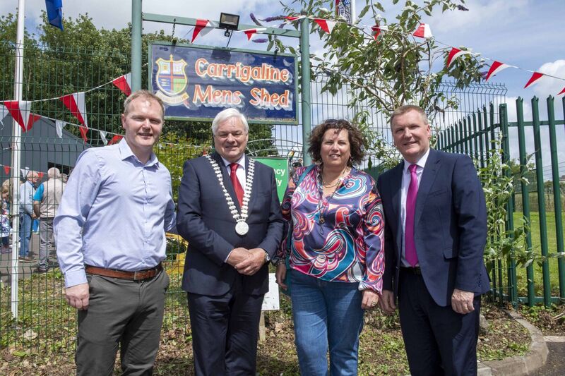 The official opening of the Carrigaline Men's Shed took place on Saturday, July 8, 2023 and was attended by The Mayor of the County of Cork, Cllr. Frank O'Flynn; An Tánaiste Micheál Martin; Minister Michael McGrath TD; Donnchadh Ó Laoghaire TD; Cllr. Seamus McGrath; Cllr Audrey Buckley, Chairperson of the Carrigaline Municipal District.; Cllr. Jack White; Cllr. Ben Dalton O'Sullivan; Barry Cogan, founding member and chairman of Carrigaline Men's Shed. The premises was jointly blessed by Mons. Aidan O'Driscoll and Canon Elaine Murray. Pictured, from left: Cllr. Seamus McGrath; Cllr. Frank O'Flynn, Mayor of the County of Cork; Cllr. Audrey Buckley, chairperson of Carrigaline Municipal District and Minister Michael McGrath TD. Pic : Brian Lougheed The official opening of the Carrigaline Men's Shed took place on Saturday, July 8, 2023 and was attended by The Mayor of the County of Cork, Cllr. Frank O'Flynn; An Tánaiste Micheál Martin; Minister Michael McGrath TD; Donnchadh Ó Laoghaire TD; Cllr. Seamus McGrath; Cllr Audrey Buckley, Chairperson of the Carrigaline Municipal District.; Cllr. Jack White; Cllr. Ben Dalton O'Sullivan; Barry Cogan, founding member and chairman of Carrigaline Men's Shed. The premises was jointly blessed by Mons. Aidan O'Driscoll and Canon Elaine Murray. Pictured, from left: Cllr. Seamus McGrath; Cllr. Frank O'Flynn, Mayor of the County of Cork; Cllr. Audrey Buckley, chairperson of Carrigaline Municipal District and Minister Michael McGrath TD. Pic : Brian Lougheed