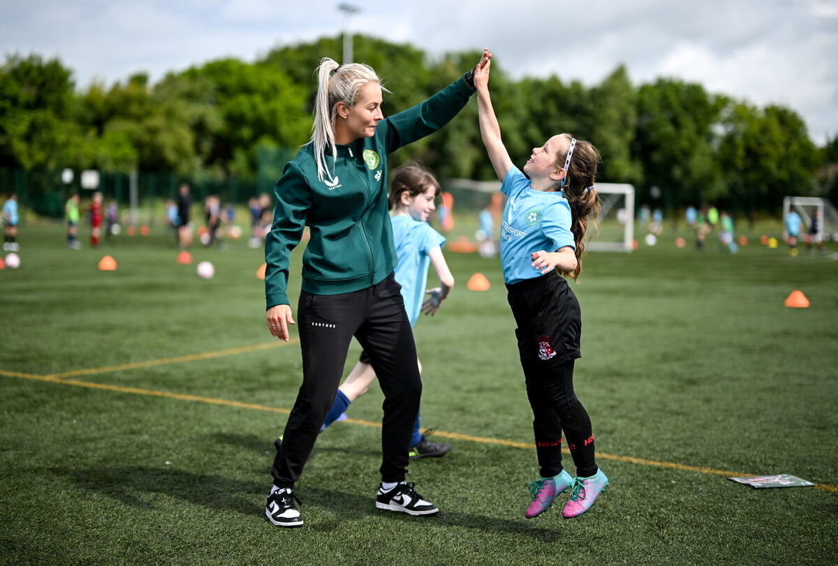 Lily Agg on a recent visit to an FAI Football Camp in Dublin. Picture: Stephen McCarthy/Sportsfile
