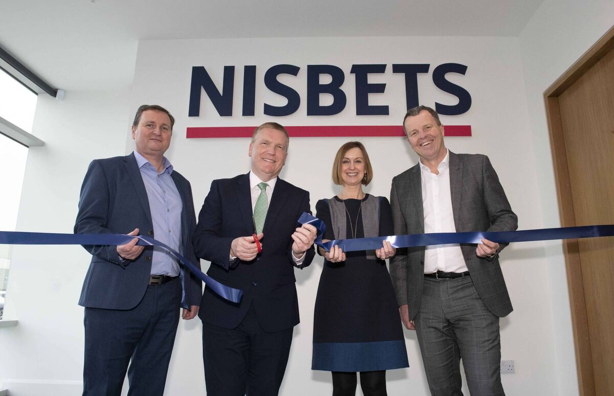 At the official opening of Nisbets’ national distribution centre and showroom in Blarney Business Park were Eoghan Donnellan, Nisbets’ general manager for Ireland; Finance Minister Michael McGrath; and Robin White, Nisbets’ managing director for the UK and Ireland.	Picture: Brian Lougheed
                    