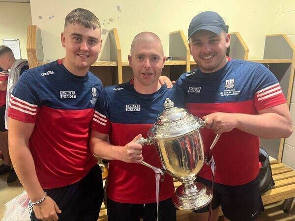 Cathal O'Brien on the far right pictured with Ben Ahern and Paul O'Sullivan after the Cork U20 hurlers won the All-Ireland. 
