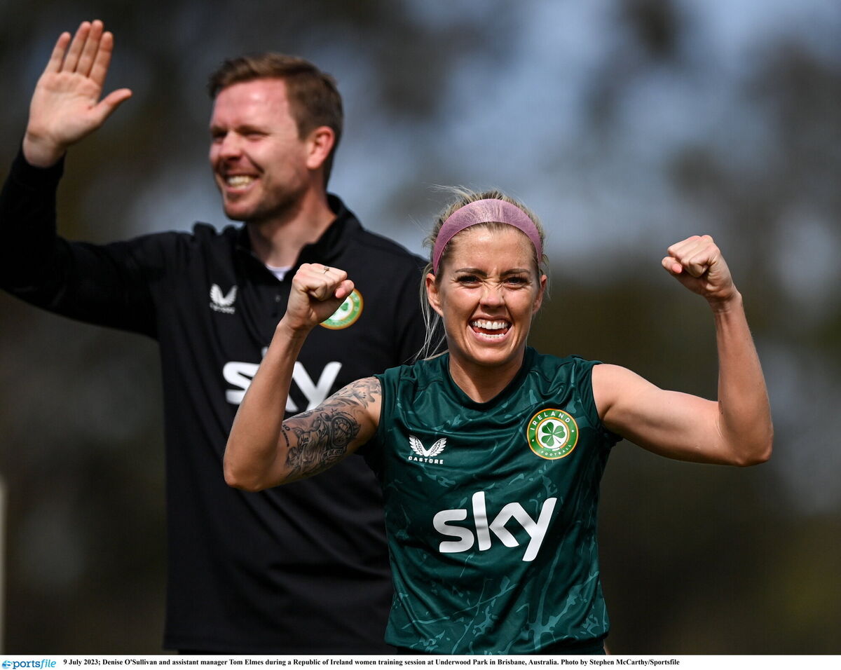 Denise O'Sullivan and assistant manager Tom Elmes at training in Brisbane. Picture: Stephen McCarthy/Sportsfile