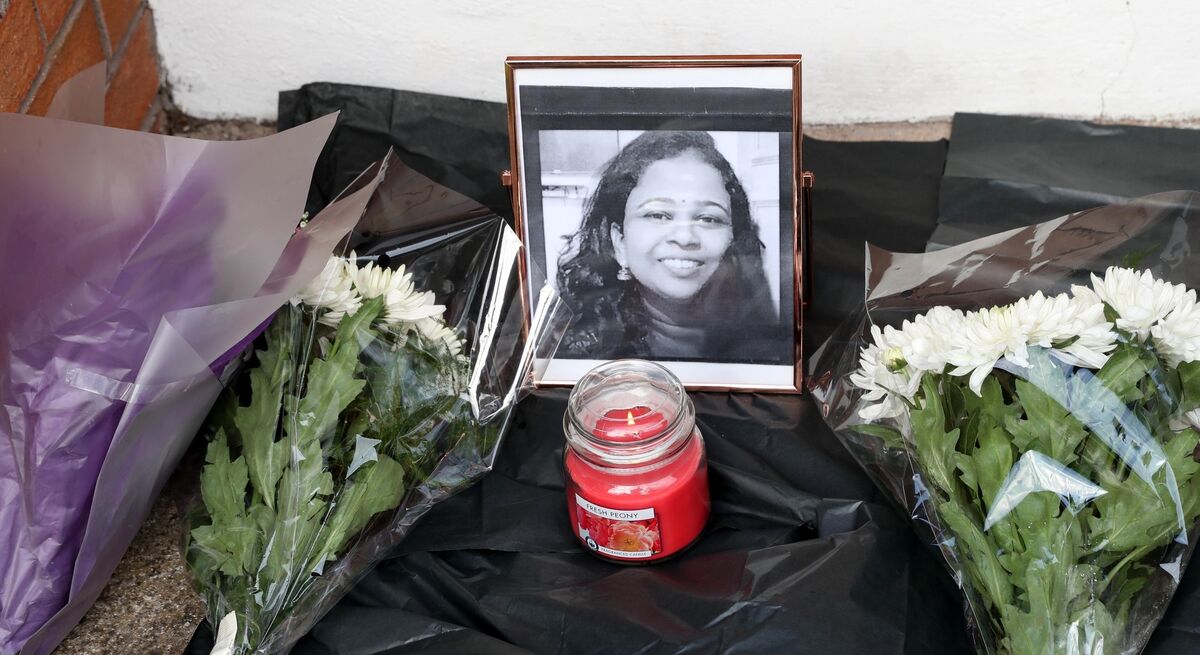 The photo of Deepa at the vigil in her memory at Cardinal Court, Wilton. Picture: Jim Coughlan