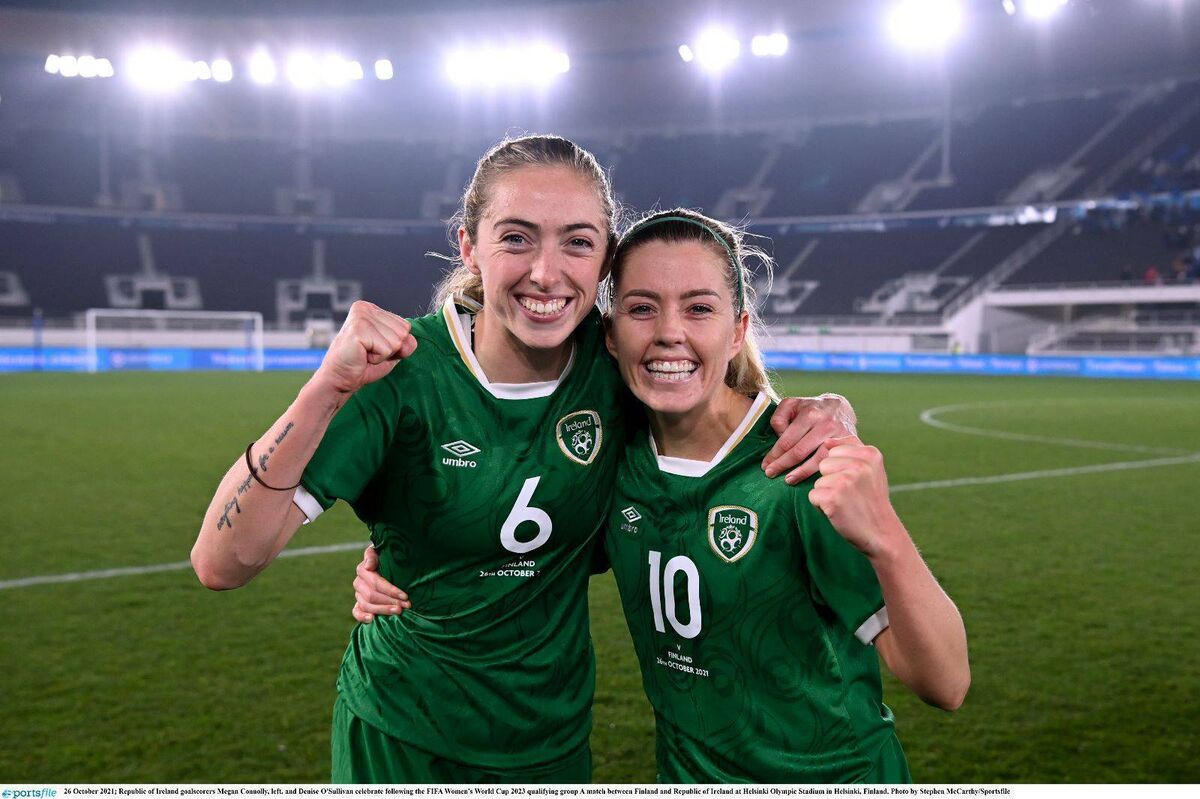 Megan Connolly and Denise O'Sullivan, both from Cork. Picture: Stephen McCarthy/Sportsfile.