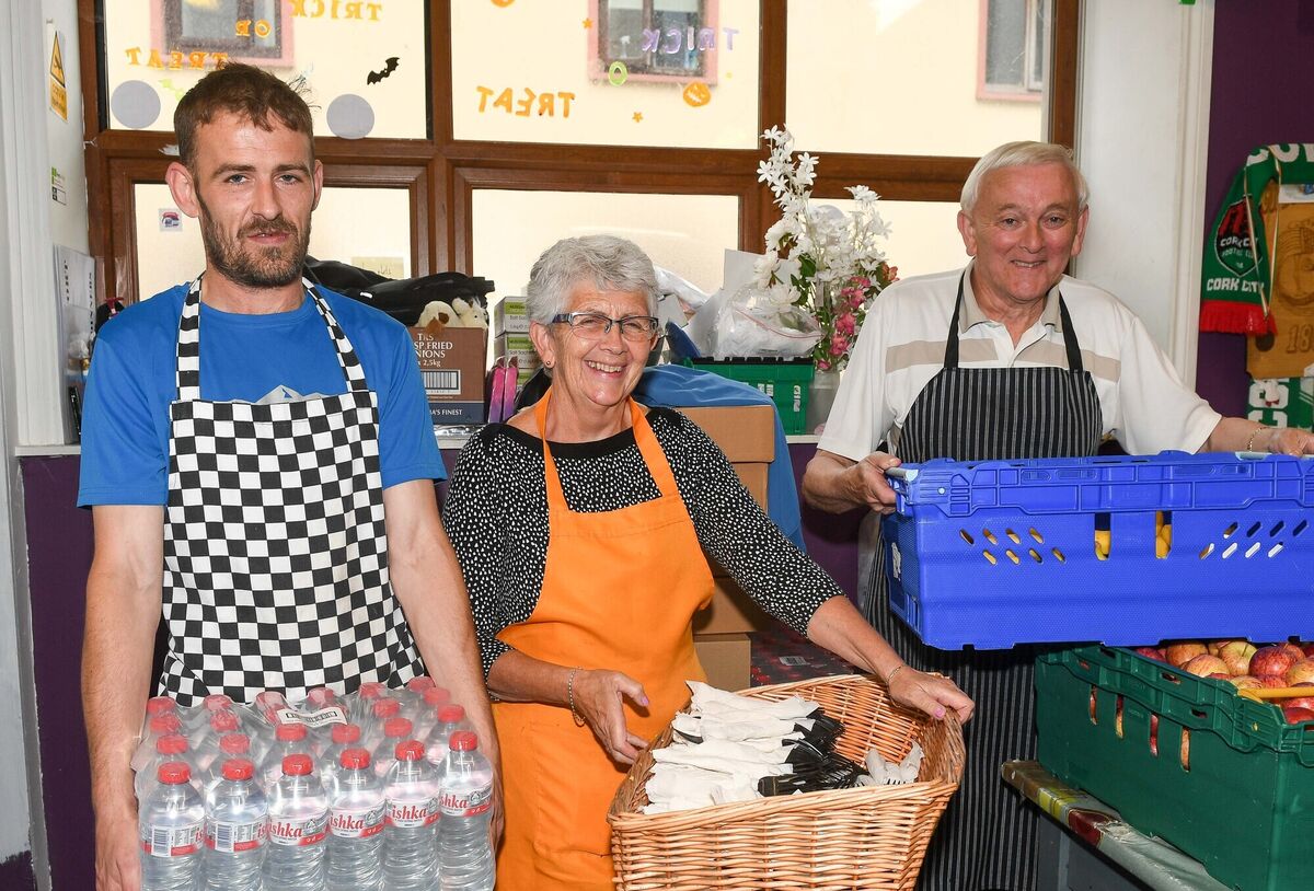  Volunteers Adrian Duggan, Olive Morris and Eddie Nodwell, at Cork Penny Dinners. Picture: David Keane.