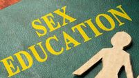 Book with title Sex education on a table.