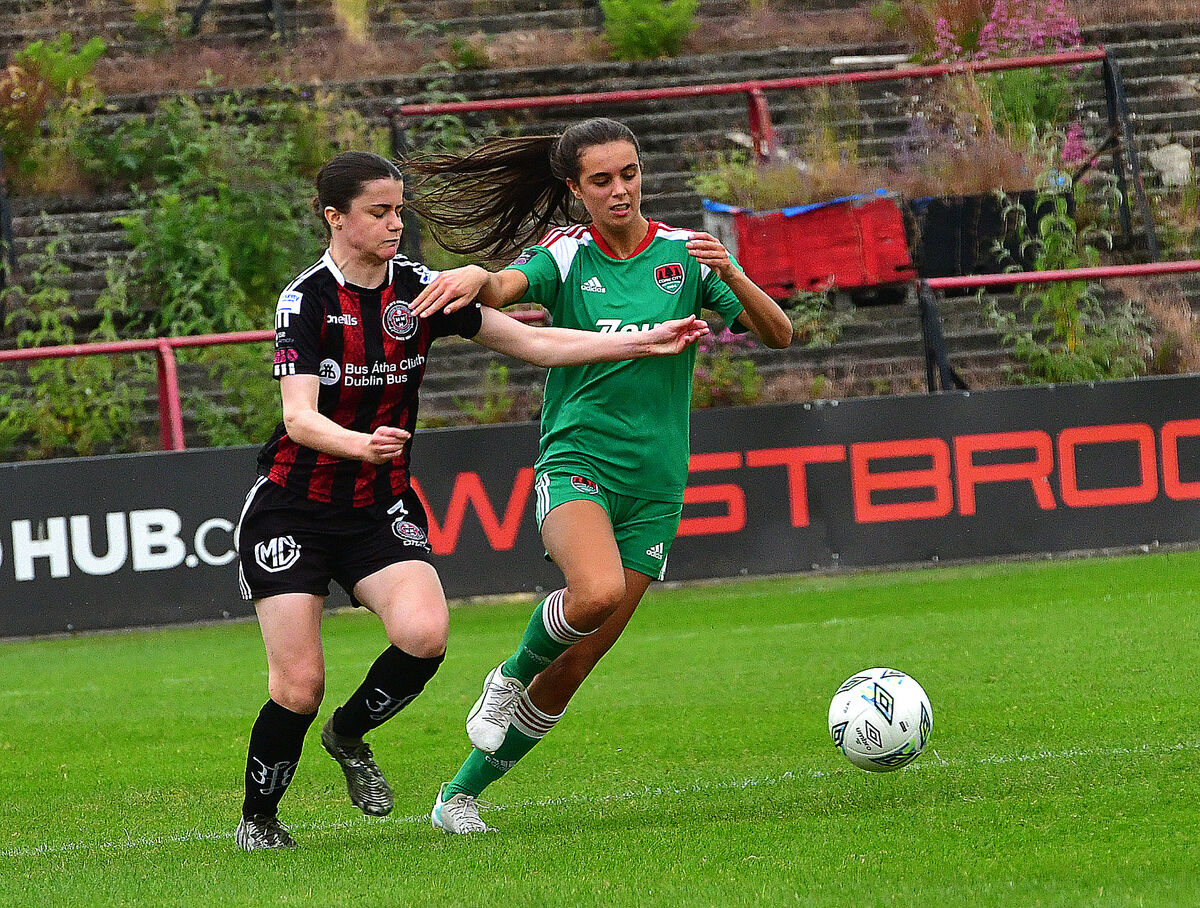 Cork City's Alix Mendez and Bohemian's Mia Dodd battle for possession. Picture: Moya Nolan Cork City's Alix Mendez and Bohemian's Mia Dodd battle for possession. Picture: Moya Nolan