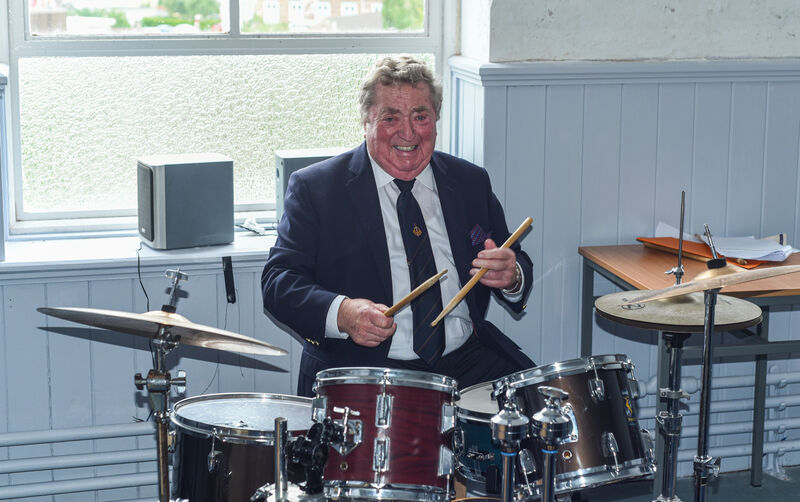 Bob Seward, chairman of the Cork Academy of Music plays the drums during a tour of the school on July 7. Picture: Cian O'Regan. Bob Seward, chairman of the Cork Academy of Music plays the drums during a tour of the school on July 7. Picture: Cian O'Regan.