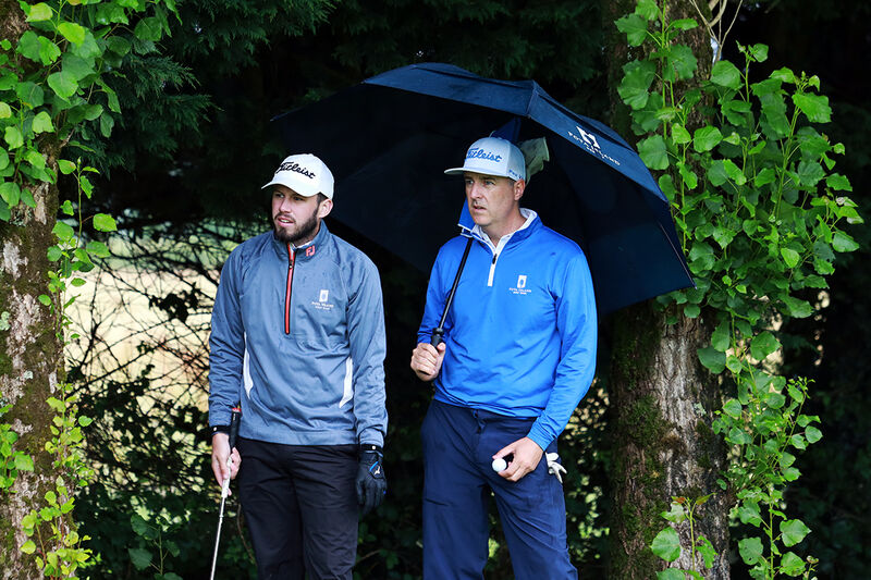 David Howard and Keith Crowley (Fota Island) in action at the AIG Barton Shield last weekend. Picture: Niall O'Shea