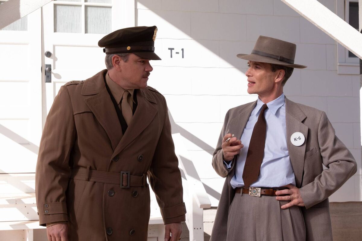 L to R: Matt Damon as Leslie Groves and Cillian Murphy as J. Robert Oppenheimer. Picture: Melinda Sue Gordon/Universal Pictures/© Universal Pictures. All Rights Reserved. NOTE TO EDITORS: This picture must only be used to accompany PA Feature SHOWBIZ Film Oppenheimer. 