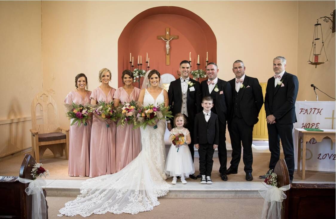 Claire had three bridesmaids - Marie (chief bridesmaid), Marie and Catherine - while best man was Jason Jonathan and groomsmen were Cathal and Paul.