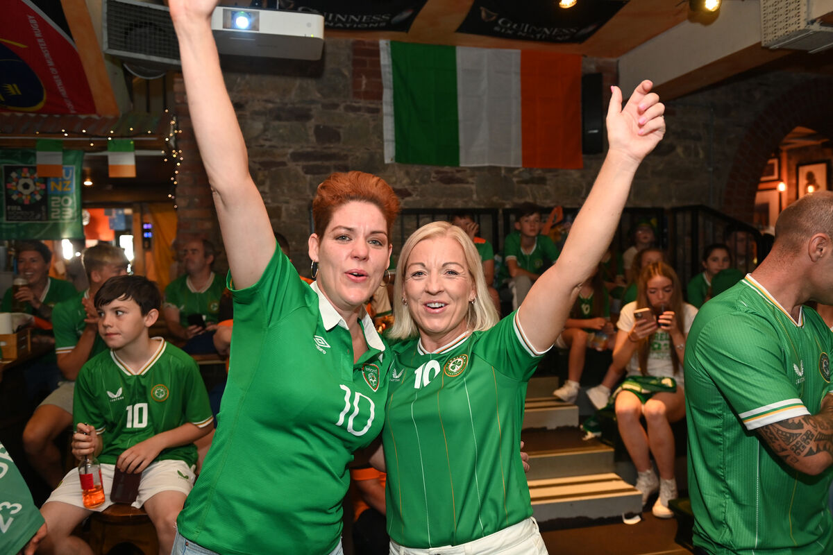 Sinead and Melissa O'Sullivan, sisters of player Denise O'Sullivan watching the game at the Woolshed Bar & Grill Cork. Family and friends of Denise O'Sullivan gathered to watch the FIFA Women's Worlc Cup game Ireland vs Australia at The Woolshed Bar & Grill on Thursday morning. Pic: Larry Cummins Sinead and Melissa O'Sullivan, sisters of player Denise O'Sullivan watching the game at the Woolshed Bar & Grill Cork. Family and friends of Denise O'Sullivan gathered to watch the FIFA Women's Worlc Cup game Ireland vs Australia at The Woolshed Bar & Grill on Thursday morning. Pic: Larry Cummins