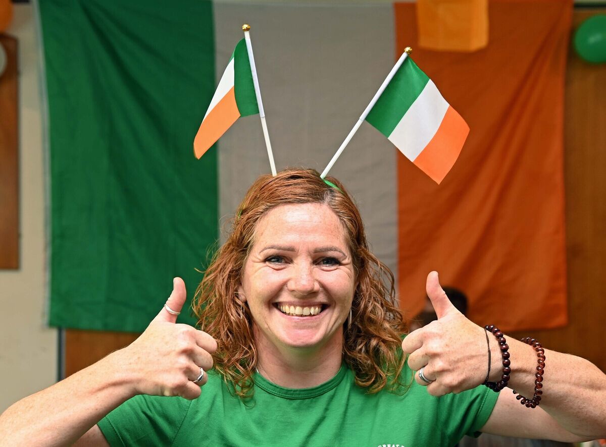 Vivien O'Leary Callender supporting Ireland at the Women’s World Cup 2023 watch party for Ireland's game against Australia hosted by Avondale United FC and Cork City Women's FC at Cork Constitution. Vivien O'Leary Callender supporting Ireland at the Women’s World Cup 2023 watch party for Ireland's game against Australia hosted by Avondale United FC and Cork City Women's FC at Cork Constitution.