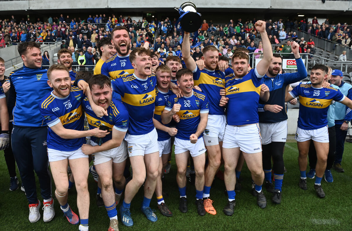 Kilshannig captain Killian O'Hanlon and players celebrate after defeating Aghabullogue in the Bon Secours Cork County IAFC final at Pairc Ui Chaoimh. Picture; Eddie O'Hare