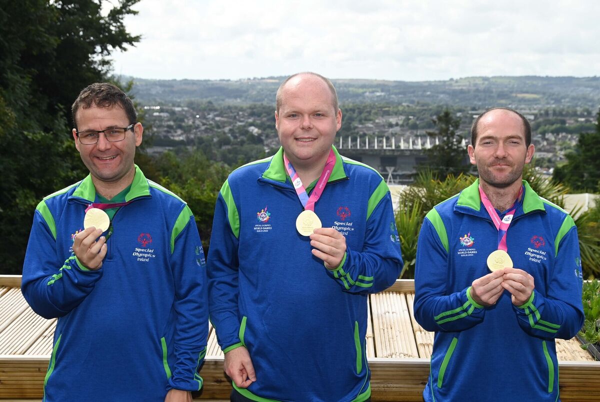Three members of the Irish football team gold medalists at the Special Olympics World Games (from left) Seán Murphy, Steven O'Leary and Thomas O'Herlihy pictured at Cope Foundation's Beech Hill Garden Centre, Cork. Three members of the Irish football team gold medalists at the Special Olympics World Games (from left) Seán Murphy, Steven O'Leary and Thomas O'Herlihy pictured at Cope Foundation's Beech Hill Garden Centre, Cork.