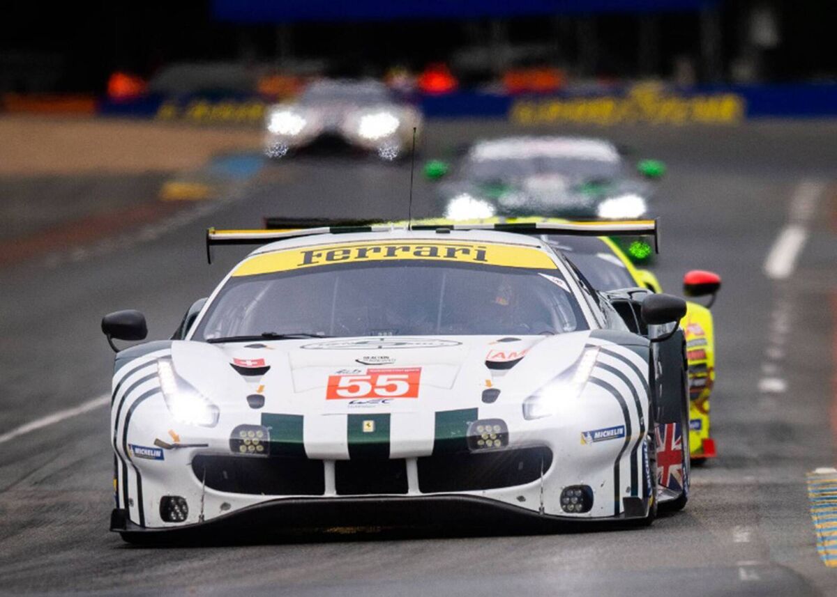 Matt Griffin driving the Spirit of Race Ferrari 488 GTE EVO during the 24 Hours of Le Mans in 2021.
