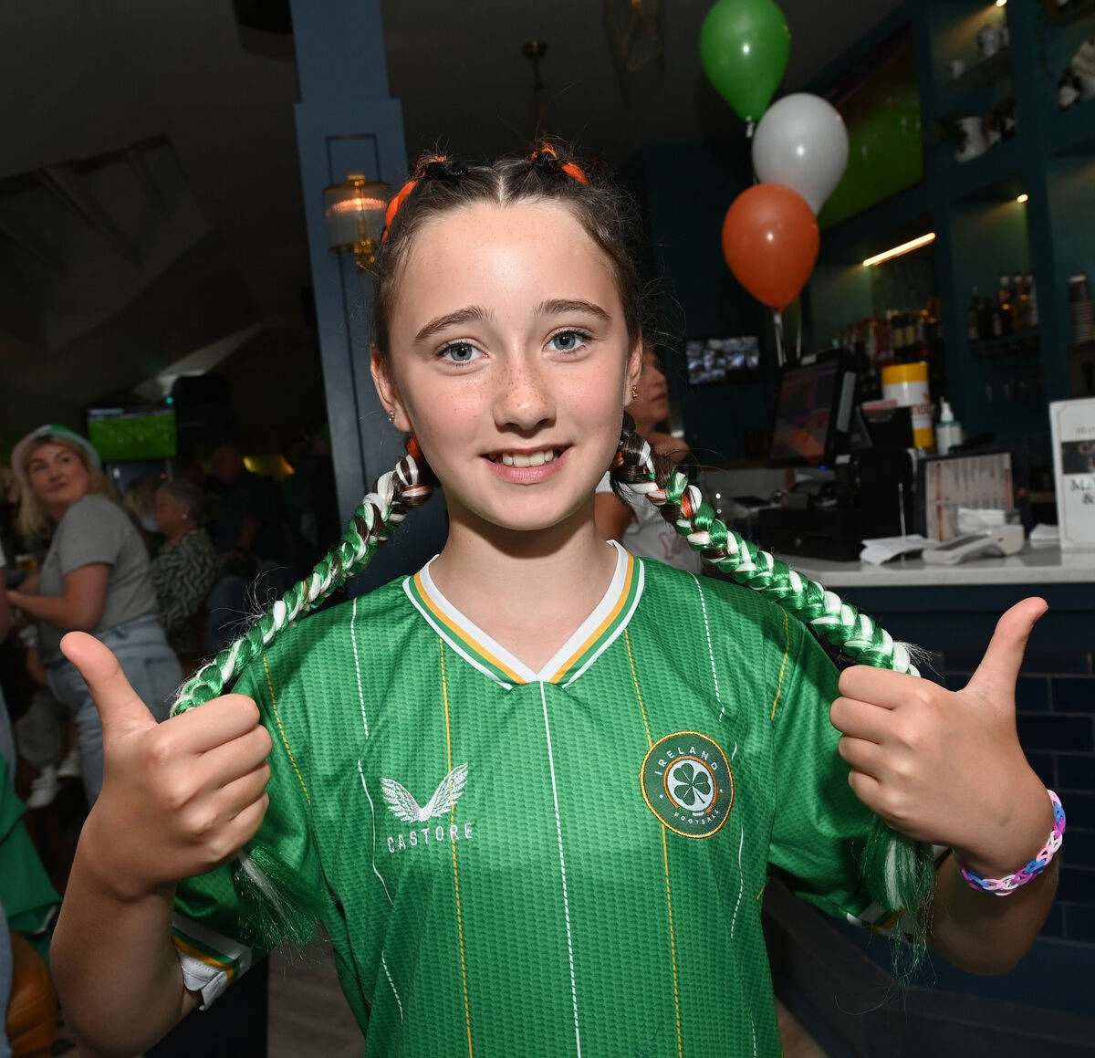 Libby O'Rourke shows off her special plaited hair as she shows her support for the team. Picture: Larry Cummins Libby O'Rourke shows off her special plaited hair as she shows her support for the team. Picture: Larry Cummins