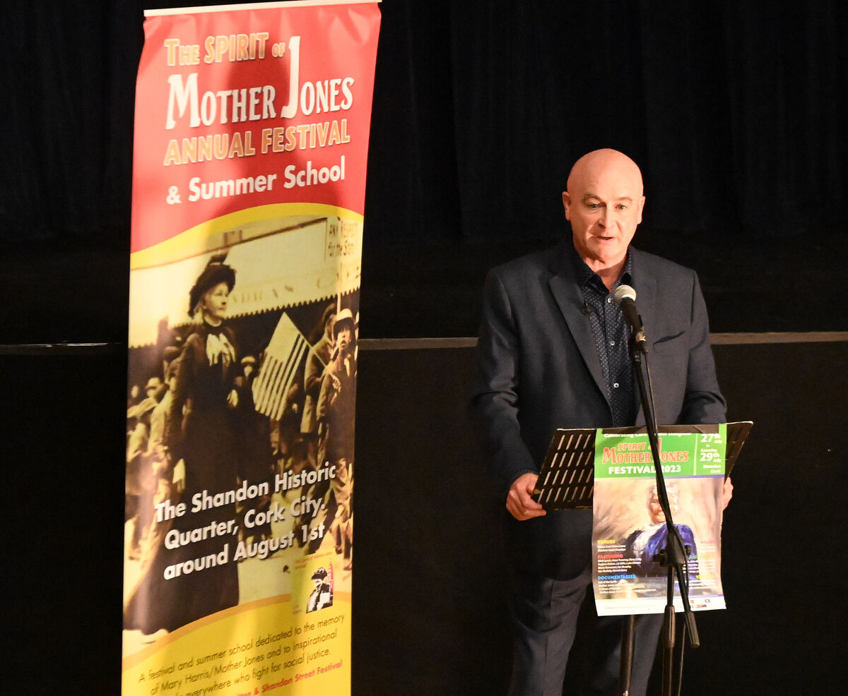Mick Lynch, general secretary of RMT who addressed the opening of the Spirit of Mother Jones Festival at the Dance Cork Firkin Crane in Cork yesterday. Picture: Eddie O'Hare