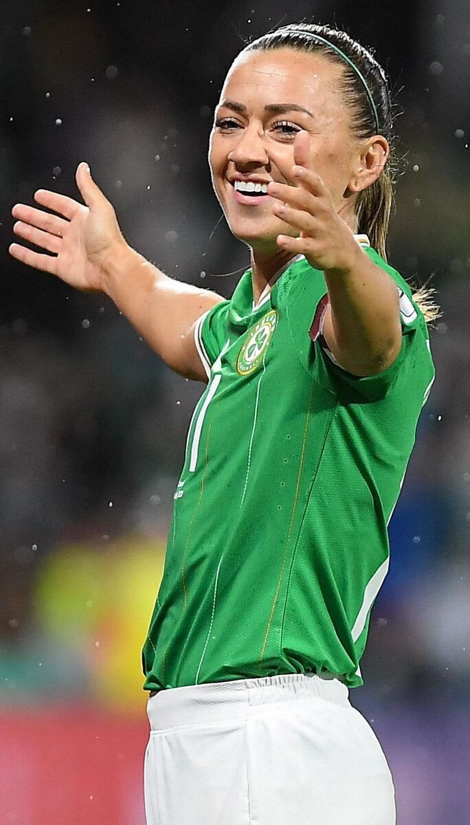 Ireland's Katie McCabe celebrates after scoring the side's first goal in a World Cup direct from a corner kick Picture: Mick O'Shea/Sportsfile Ireland's Katie McCabe celebrates after scoring the side's first goal in a World Cup direct from a corner kick Picture: Mick O'Shea/Sportsfile