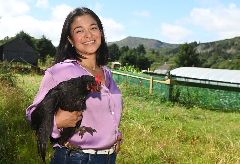 Sonia Kingston Castro with chickens at Coolkelure farm. Picture; Eddie O'Hare Sonia Kingston Castro with chickens at Coolkelure farm. Picture; Eddie O'Hare