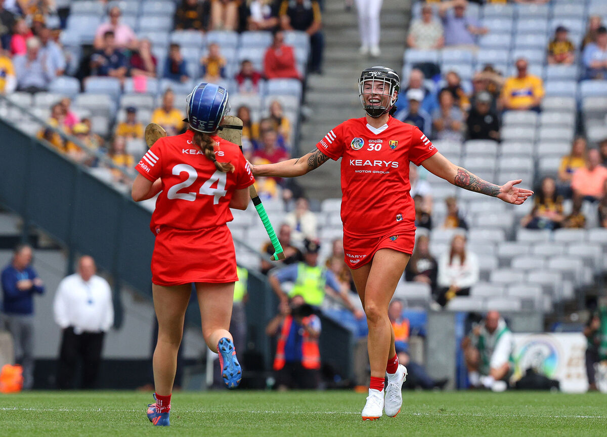 Cork's Orla Cronin and Ashling Thompson celebrate after the game Cork's Orla Cronin and Ashling Thompson celebrate after the game