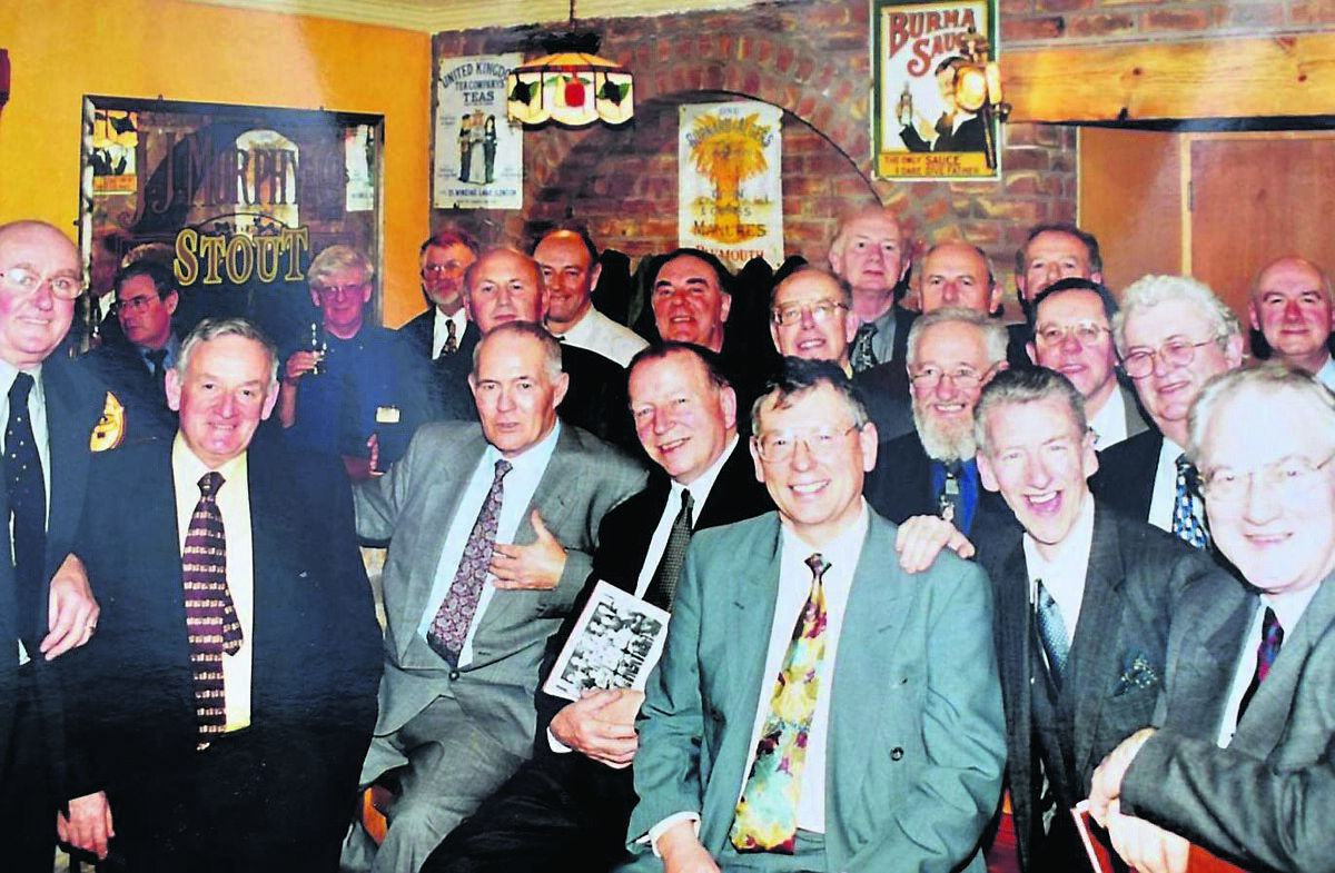 Some of the North Mon class of 1959 attending their 40th anniversary reunion in 2000 at the Kingsley Hotel. Mike is on the left, and Richard is on the right in the background