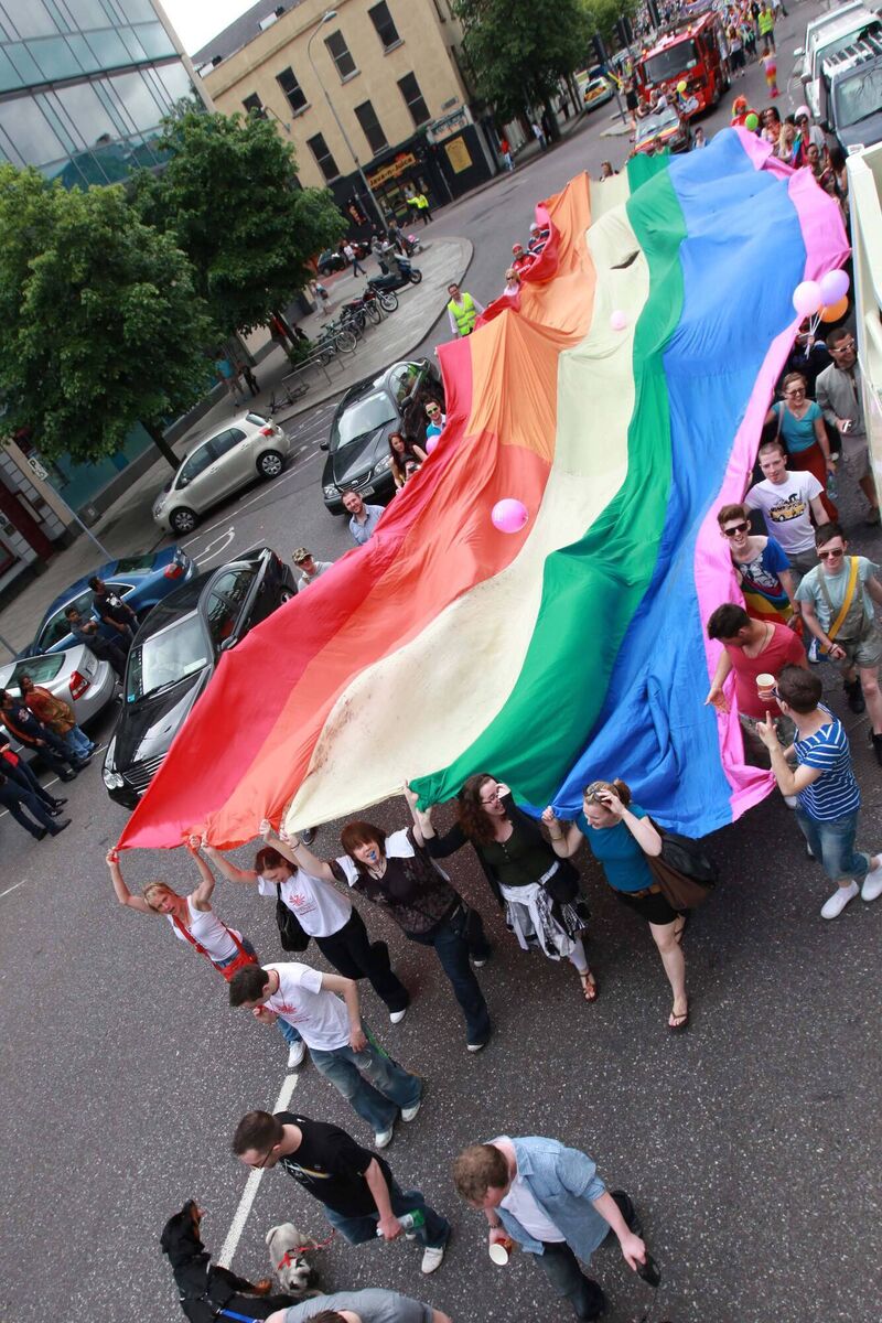 People celebrating at the Cork Pride parade on Grand Parade in 2010. Picture: Darragh Kane 