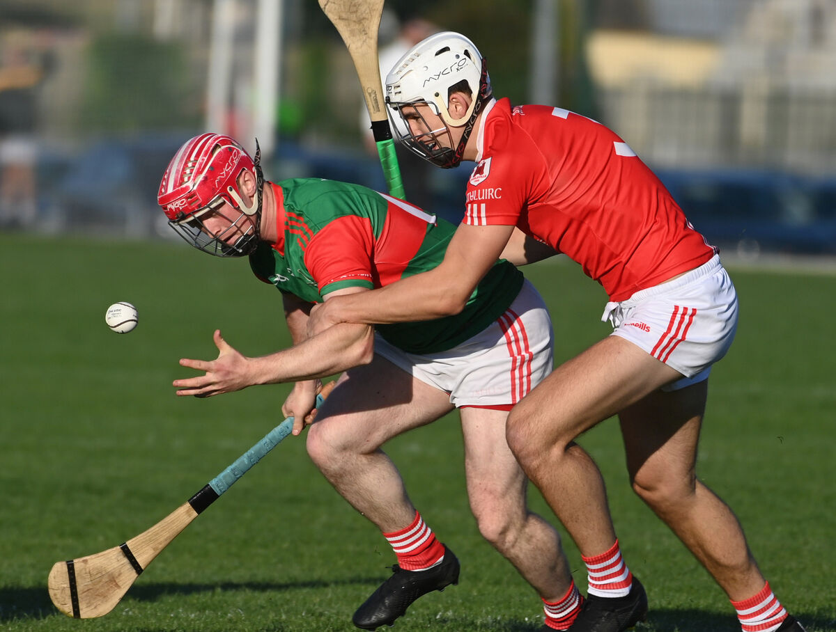 Fr O'Neill's Billy Dunne is tackled by Charleville's Jack Meade during the Co-Op Superstores Cork PSHC at Rathcormac. Picture: Eddie O'Hare