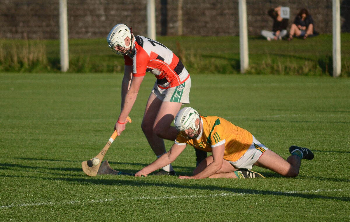 Ballincollig's Conor Dalton manages to clear the sliotar away from Dungourney's Ryan Denny. Picture: Howard Crowdy