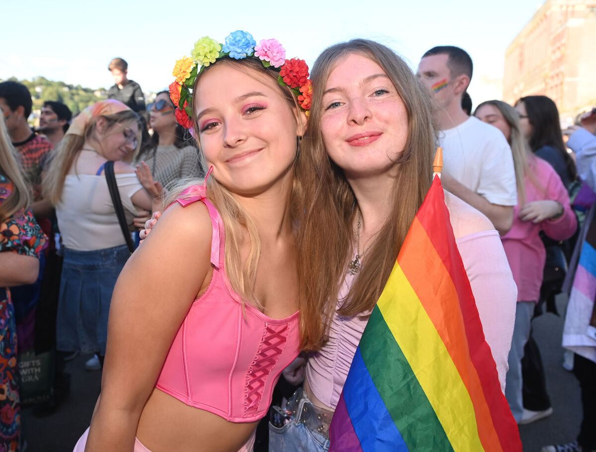 Natalia Muraszko and Sophie Jones watching Wild Youth during the Cork Pride festival on Kennedy quay. Picture; Eddie O'Hare Natalia Muraszko and Sophie Jones watching Wild Youth during the Cork Pride festival on Kennedy quay. Picture; Eddie O'Hare