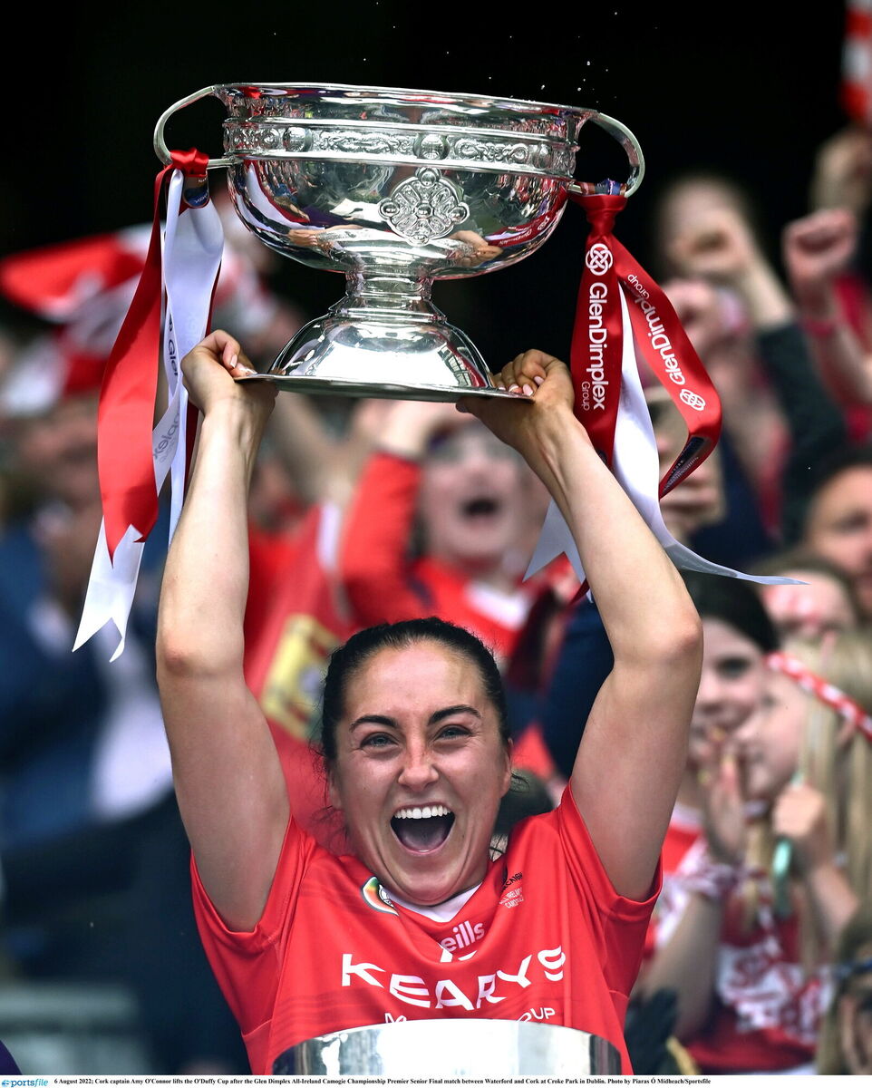 Cork captain Amy O'Connor lifts the O'Duffy Cup after the Glen Dimplex All-Ireland Camogie Championship Premier Senior Final match between Waterford and Cork at Croke Park in Dublin. Photo by Piaras Ó Mídheach/Sportsfile Cork captain Amy O'Connor lifts the O'Duffy Cup after the Glen Dimplex All-Ireland Camogie Championship Premier Senior Final match between Waterford and Cork at Croke Park in Dublin. Photo by Piaras Ó Mídheach/Sportsfile