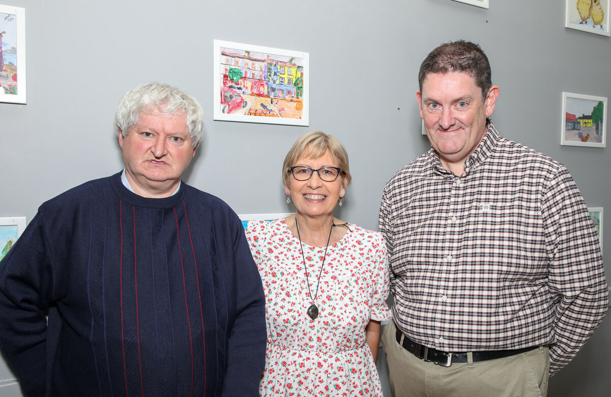 Artist Pat O'Callaghan, Noreen Bradley, arts facilitator and Peter Tinsley, Manager at the opening of an art exhibition by residents of St Colman’s House, Macroom. Picture: David Creedon Artist Pat O'Callaghan, Noreen Bradley, arts facilitator and Peter Tinsley, Manager at the opening of an art exhibition by residents of St Colman’s House, Macroom. Picture: David Creedon