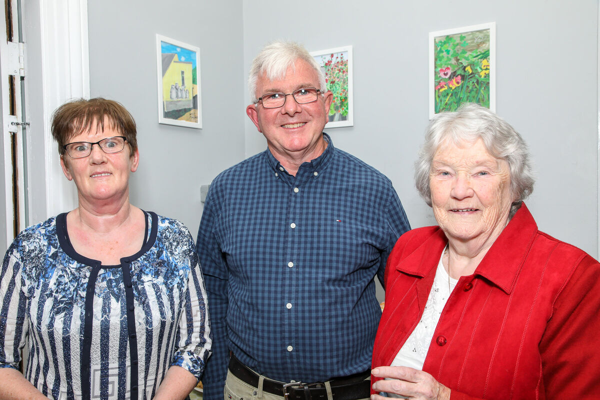 Eileen O'Callaghan, Gerry Kelleher and May Leahy at the opening of an art exhibition by residents of St Colman’s House, Macroom. Picture: David Creedon Eileen O'Callaghan, Gerry Kelleher and May Leahy at the opening of an art exhibition by residents of St Colman’s House, Macroom. Picture: David Creedon