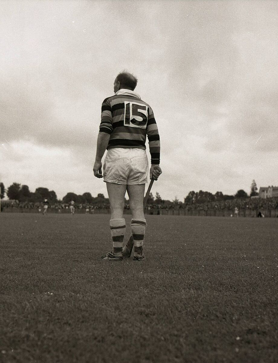 Christy Ring stands to attention for the National Anthem prior to the Glen Rovers V UCC quarter-final game at the Athletic Grounds. This was Christy’s 27th season in the Glen Rovers jersey – and was to be his last game of hurling! Even though Glen Rovers won the match, Christy retired from the game he had graced for so long. Picture: Kevin Cummins