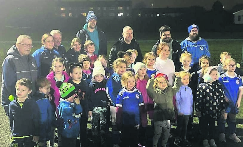 Denis Irwin paid a visit to the Everton schoolgirls academy at Scoil Stiofain Naofa before Christmas, pictured here with some of the players and coaches. Denis Irwin paid a visit to the Everton schoolgirls academy at Scoil Stiofain Naofa before Christmas, pictured here with some of the players and coaches.