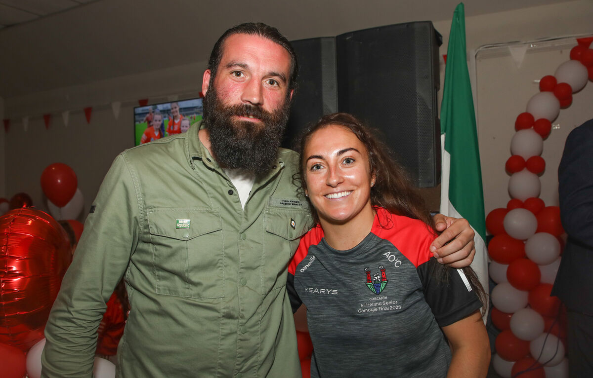 Conchúr Ó Conghaile with Cork captain Amy O'Connor at the homecoming. Picture: David Creedon Conchúr Ó Conghaile with Cork captain Amy O'Connor at the homecoming. Picture: David Creedon