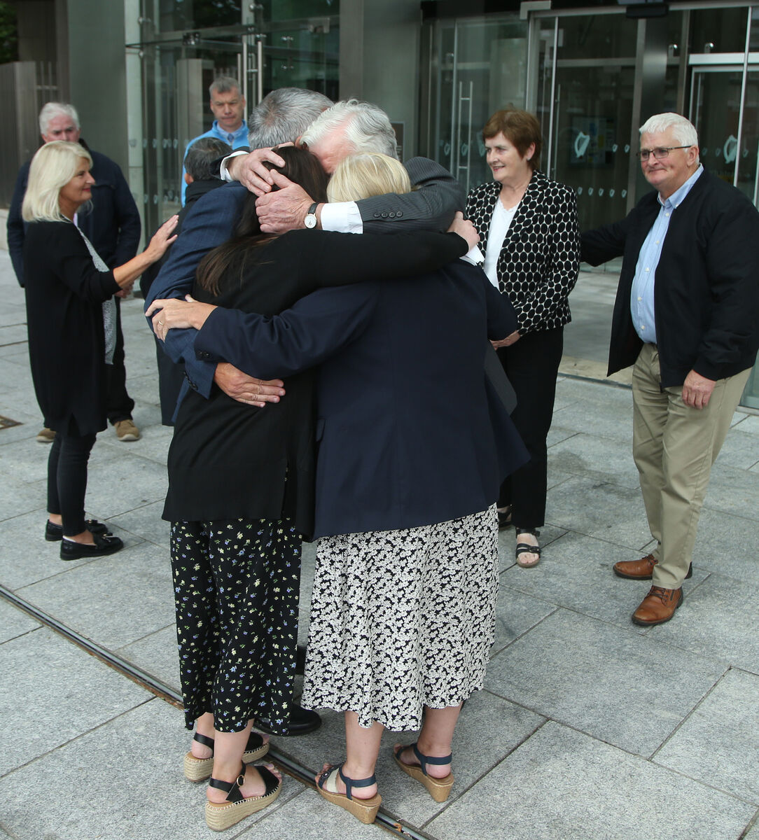 Katie Sheehan grand-daughter of Nora Sheehan with with James Sheehan and other members of the victims family pictured leaving the sentencing of Noel Long at the The Criminal Courts of Justice last week.