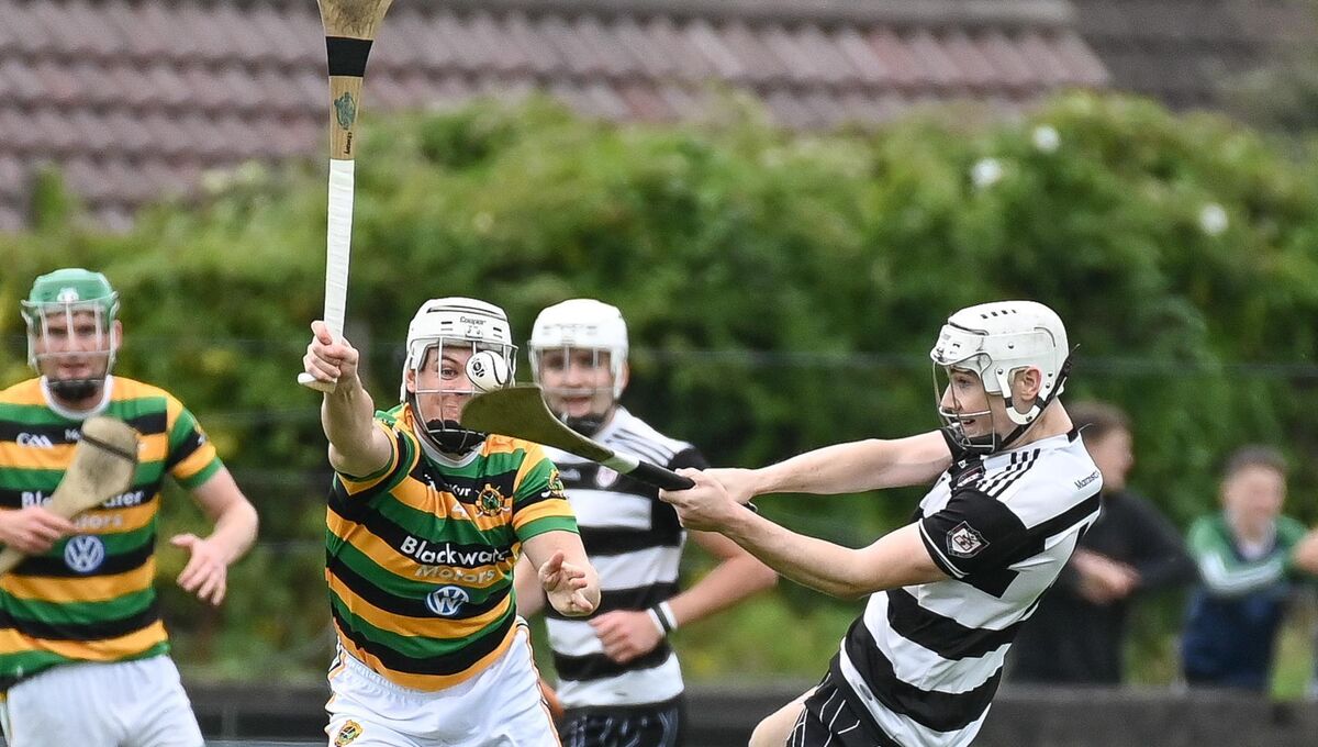 Midleton's Paul Connaughton shoots past Glen Rovers' Adam Lynch, during their Premier SHC clash at Carrigtwohill.