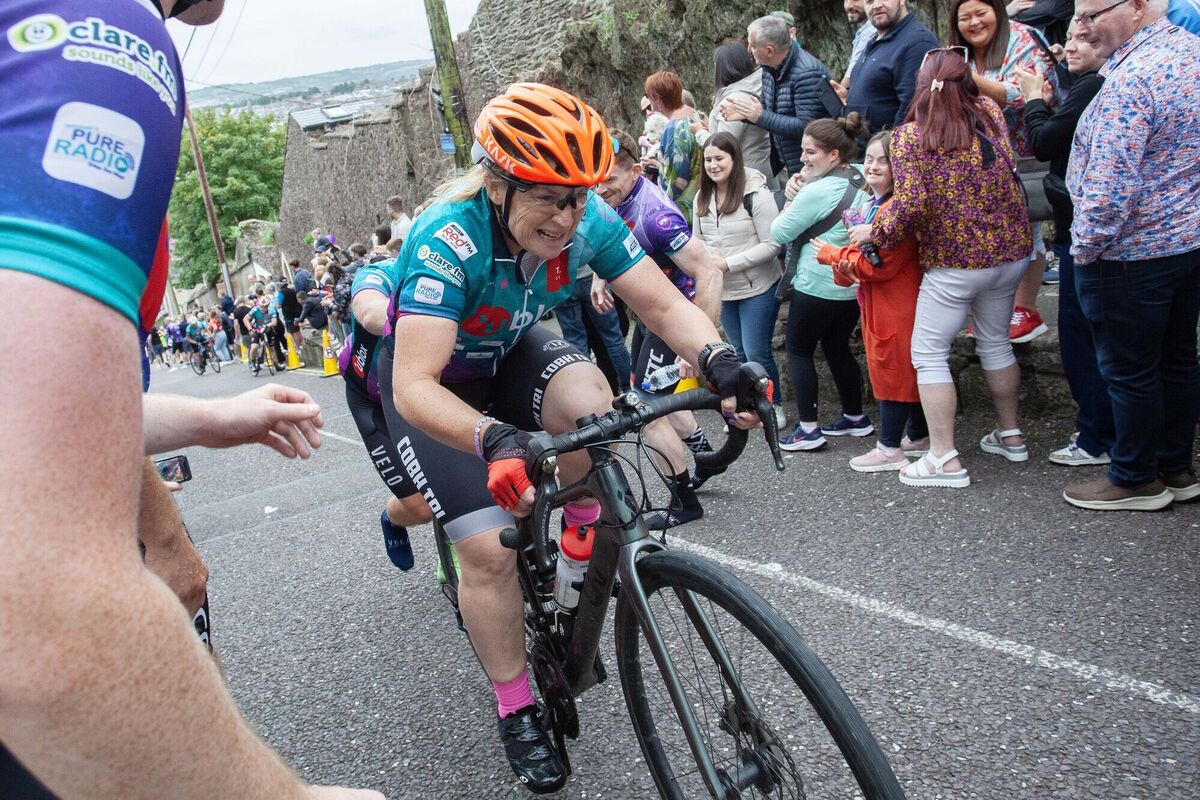 A cyclist endures the uphill struggle at the end of the 2023 Tour de Munster Charity Cycle on Patrick's Hill. Pic Diane Cusack